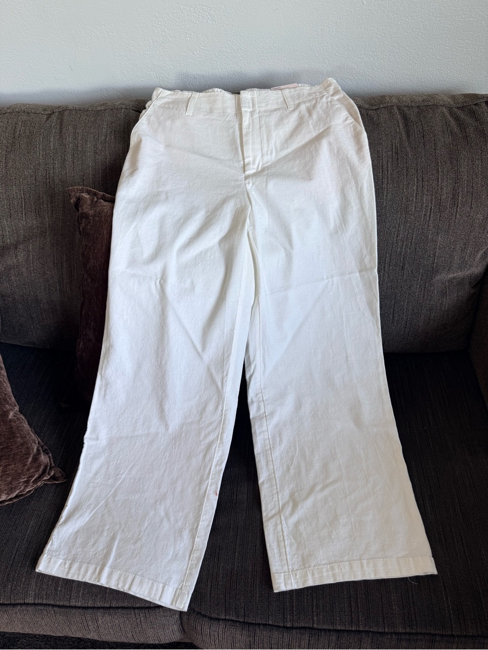 LC Lauren Conrad White Casual Straight-Leg Chinos